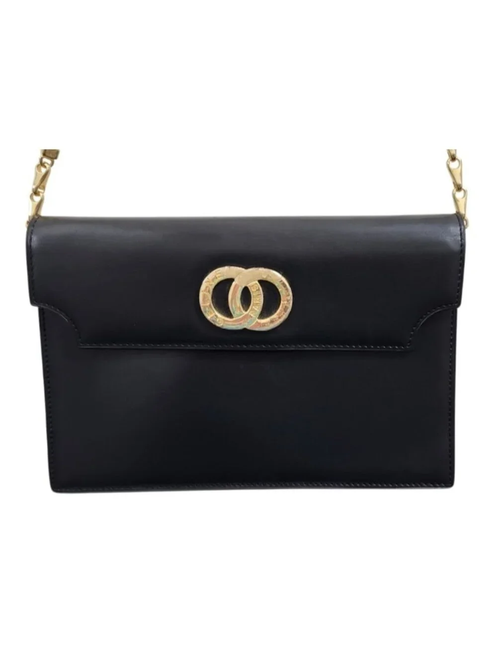 Vintage Celine Paris Black Leather Chain Shoulder Bag France Gold Hardware Rare - Picture 3 of 16